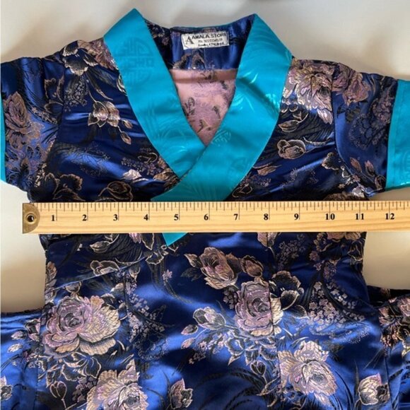 🩷 Kids, Tibetan Traditional Brocade Chupa Dress Losar - Blue. NWOT - Picture 10 of 12